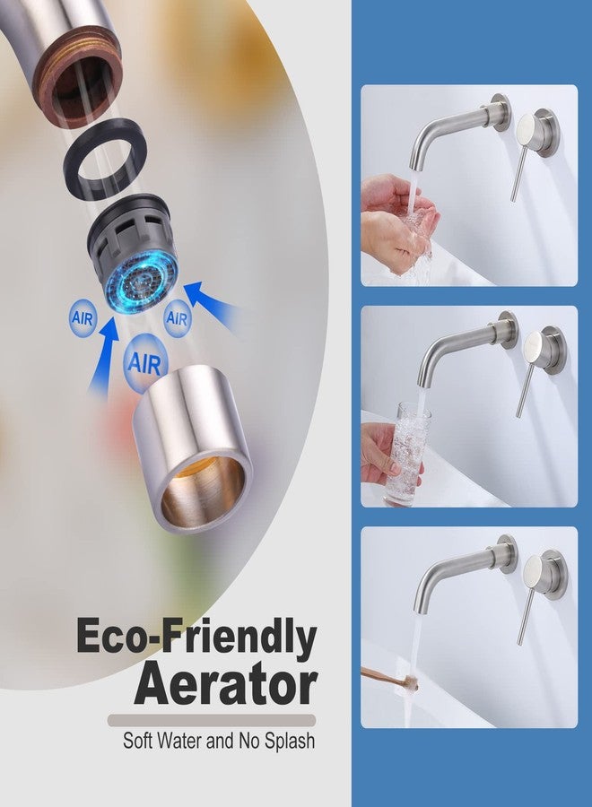 ARCORA Wall Mount Bathroom Faucet, Brushed Nickel Single Handle Vanity Faucet with Swivel Spout and Rough-in Valve - Image 4